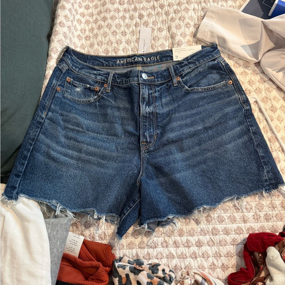 American Eagle Outfitters Indigo Denim High-Rise Cutoff Shorts